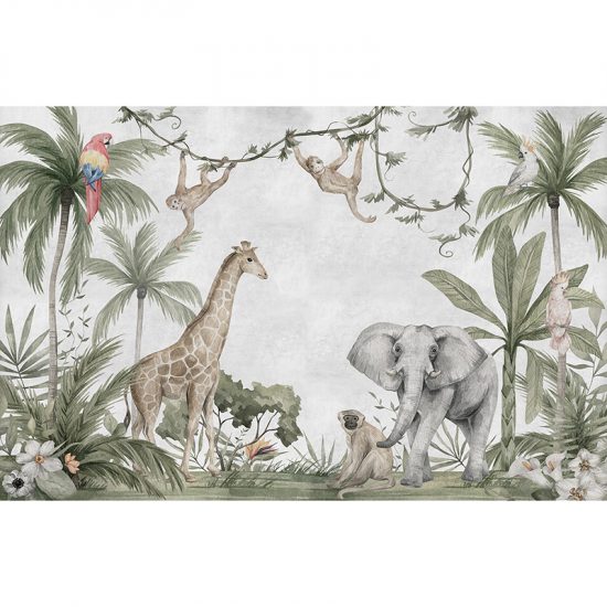 Papel pintado autoadhesivo mural Animales de la selva
