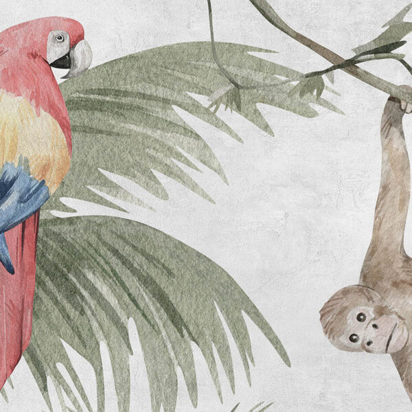 Papel pintado autoadhesivo mural animales de la selva detalle