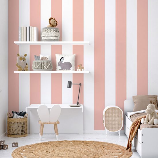 Papel pintado autoadhesivo rayas rosa habitación infantil