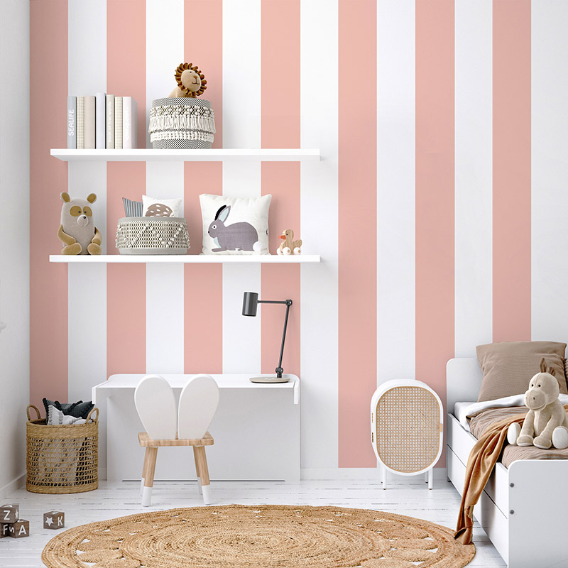 Papel pintado autoadhesivo Rayas rosa para pared 