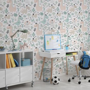 Papel pintado autoadhesivo happy dino habitación infantil