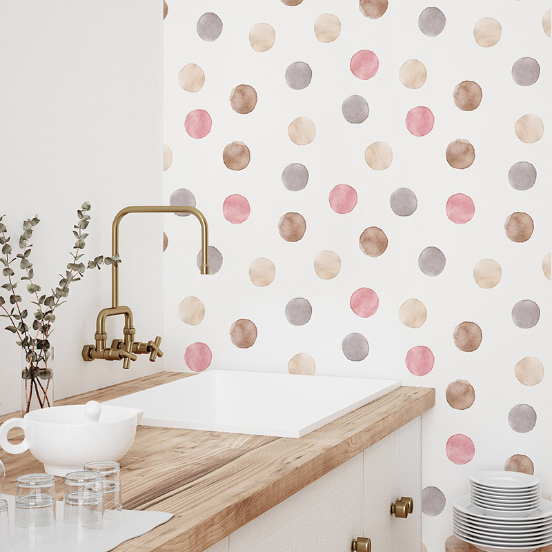 Papel pintado autoadhesivo Acuarela dots para pared 