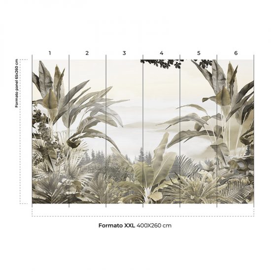 Papel pintado autoadhesivo mural Tropical colocación