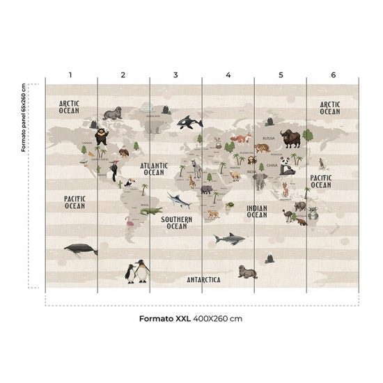Papel pintado autoadhesivo mural Map of world colocación