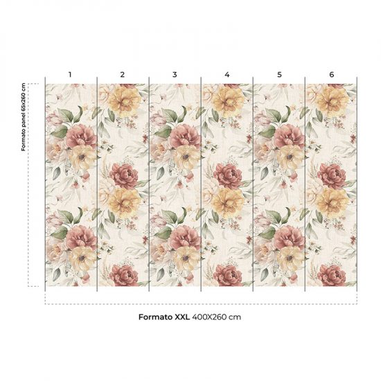 Papel pintado autoadhesivo mural Floral vintage colocación