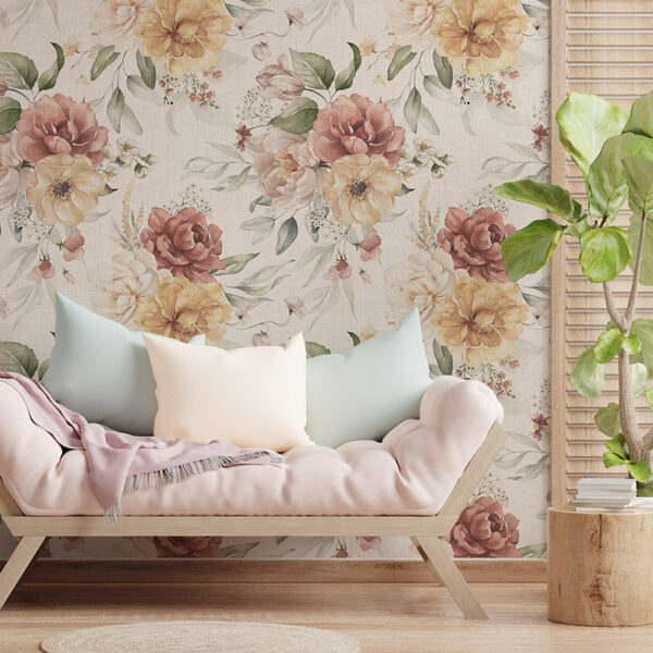 Papel pintado autoadhesivo mural Floral vintage salón