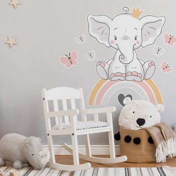 Vinilos decorativos infantiles Arcoíris elefante dormitorio infantil