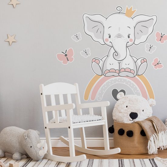 Vinilos decorativos infantiles Arcoíris elefante dormitorio infantil