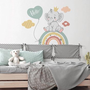 Vinilos decorativos infantiles Hello arcoíris dormitorio infantil
