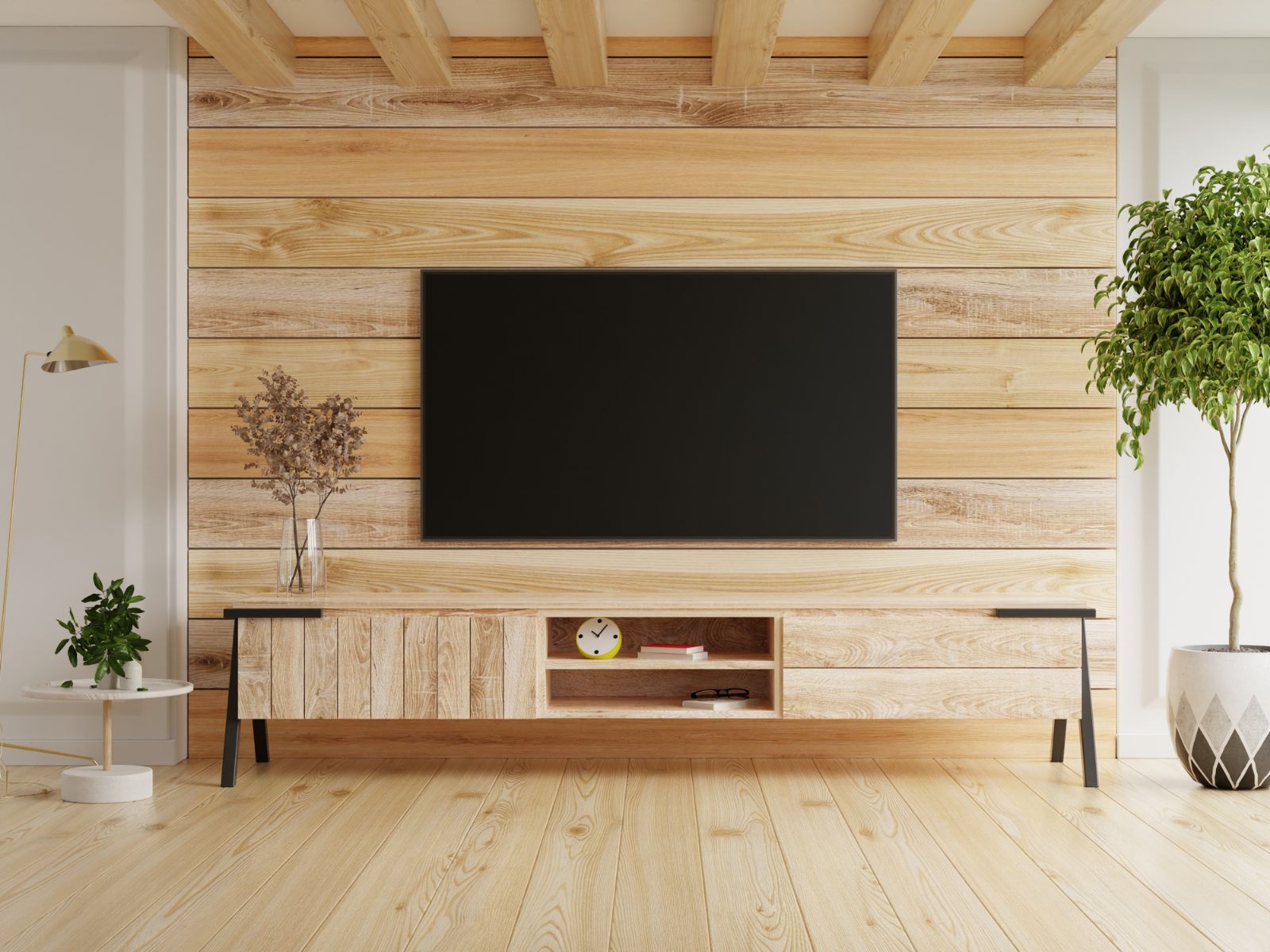 pared televisor madera