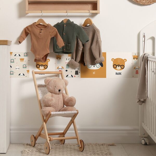 Vinilos decorativos cenefa autoadhesiva Infantil Happy Animals dormitorio