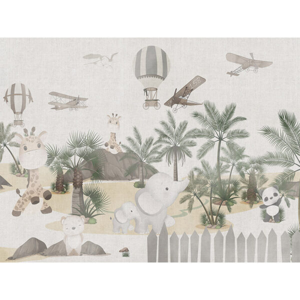 Papel para pared Animales y avionetas