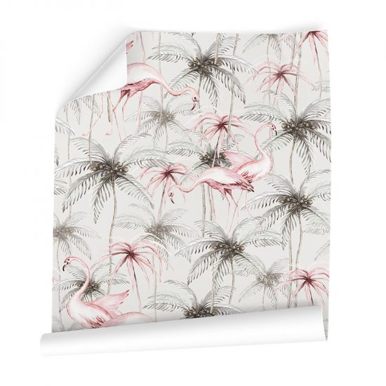 Papel pintado Palmeras y Flamencos