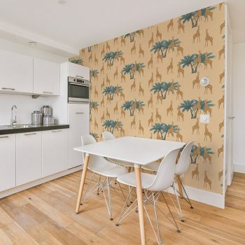 Papel pintado Jirafas y Palmeras