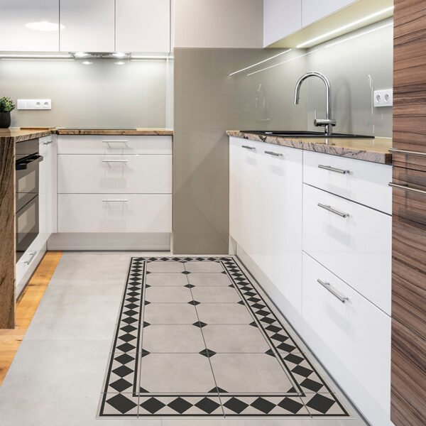 Alfombra Vinílica Vintage Retro Negra