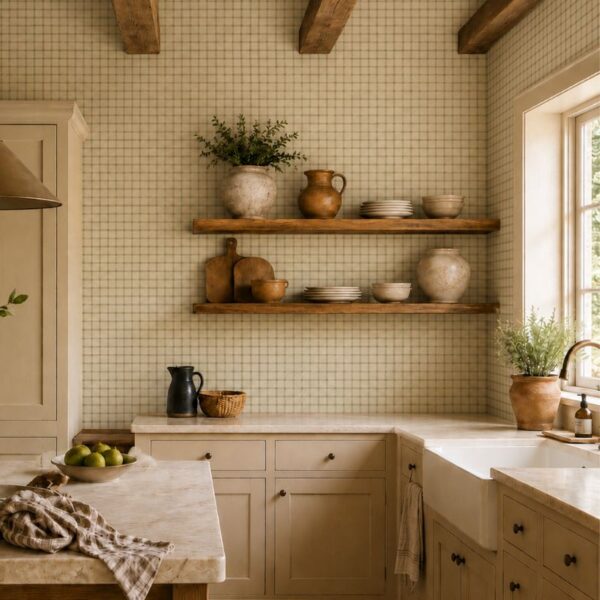 Papel pintado vichy oliva