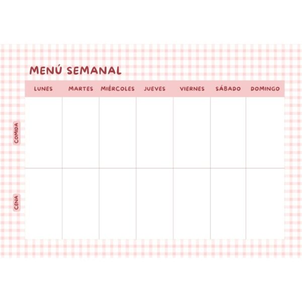 Menú semanal magnético Vichy Rosa