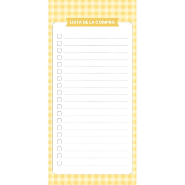 Lista de la compra magnética Cuadros Vichy Amarillo